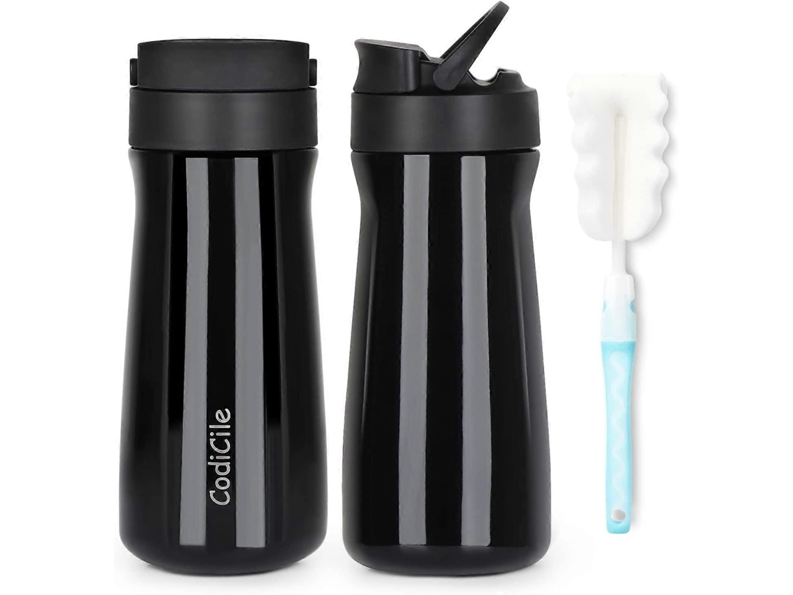 Taza térmica antiderrame con asa, de acero inoxidable sin BPA, mantiene las bebidas calientes y frías, 500 ml, color negro.