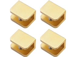 Paquete de 4 abrazaderas para vidrio MDUG, soporte para vidrio sin necesidad de taladrar, para vidrio de 10 mm a 12 mm (doradas)