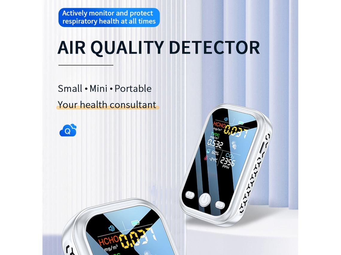 Detector De Calidad Del Aire Hogar 5en1 Co2 Hcho Tvoc Temp Humedad 240*280