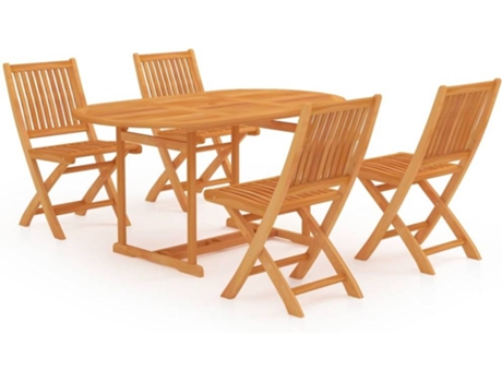 Conjunto 5 Conjunto de comedor de jardín VIDAXL madera maciza de teca