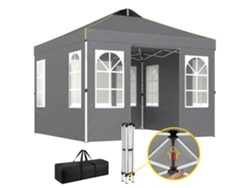 Tienda de campaña plegable emergente de 3x3 m con protección UPF50+, 4 laterales desmontables, altura ajustable y bolsa de transporte - Gris oscuro