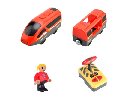Tren Eléctrico Rc Con Sonido Y Luz de Carro, Camión Expreso, Riel de Madera En Forma Rojo