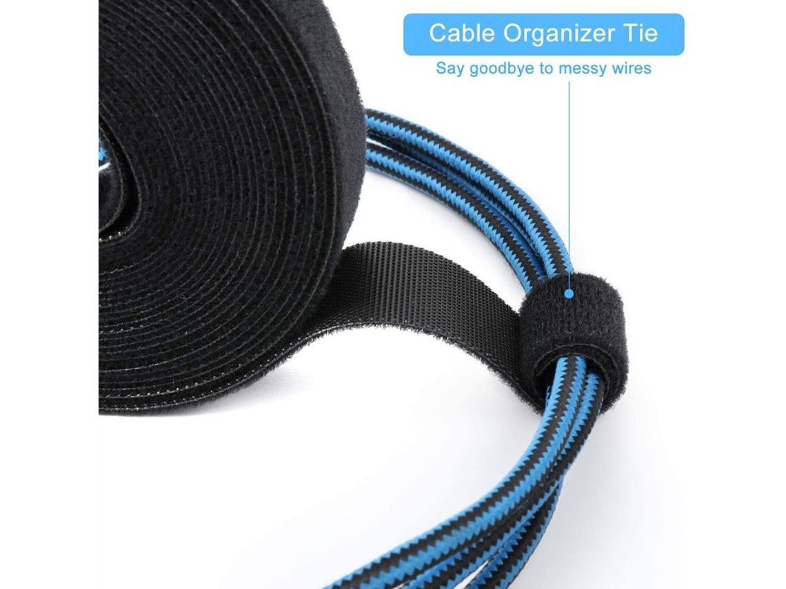 Correa de velcro negro de doble cara para sujeción de cables 10 m / 2 cm.