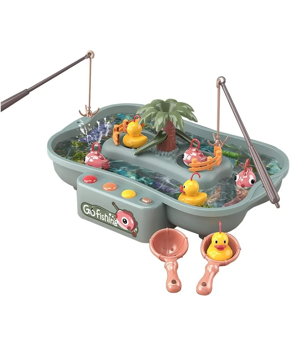 (verde) Mini Mesa De Juego De Pesca Con 2 Cañas De Pescar