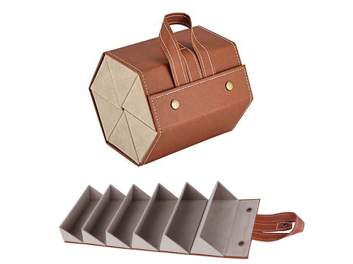 Organizador de espacios para gafas de viaje marrón (17x20x19cm) Kofihety