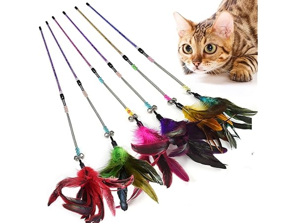 Juguetes Para Gatos Con Plumas Y Palitos, Con Forma De Plumas (juego De 6), Ideales Para Niños, Educativos Y Duraderos.