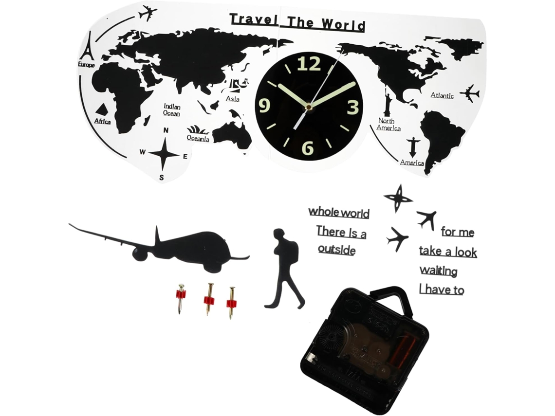 Reloj De Pared Decorativo De Acrílico Con Mapa Del Mundo, 80 Cm, Funciona Con Pilas, Para La Decoración Del Salón.