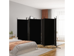Biombo Divisor De 6 Paneles De Tela Negro 520x180 Cm