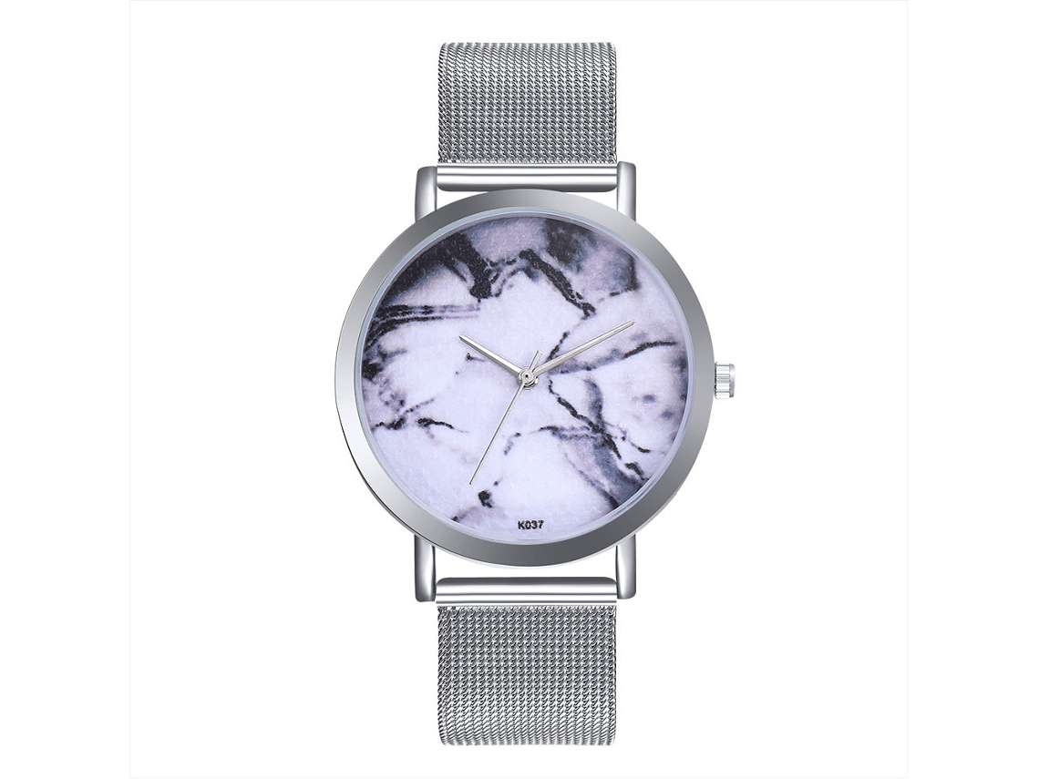 Reloj Unisex De Cuarzo Con Correa De Malla Moderna Y Sencilla K037-w Plateado