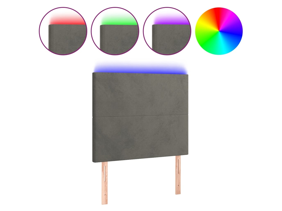 Maison Exclusive - Cabecero Con Luces Led Terciopelo Gris Oscuro 80x5x118/128 Cm