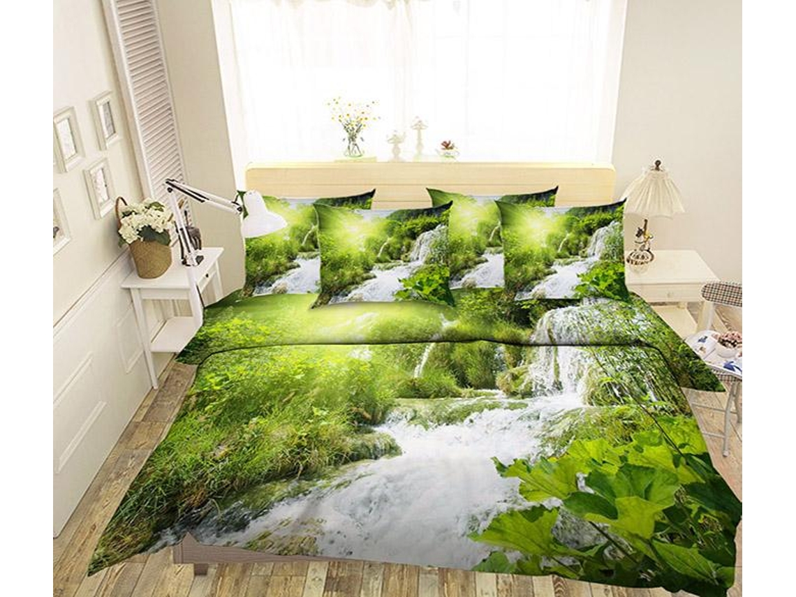 Funda de Edredón AJ WALLPAPER 3D río verde 4 (225 x 260cm)