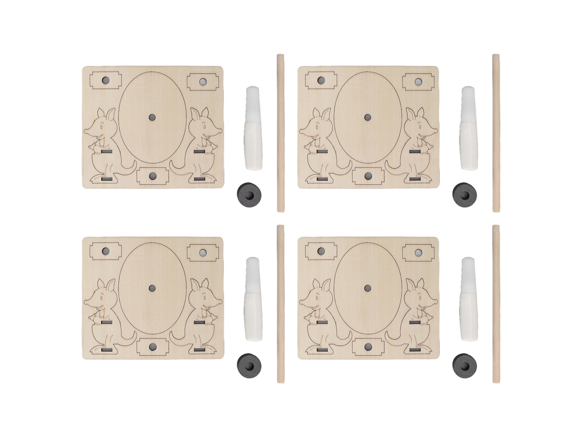 WalshLXq Kit de ciencia de madera de 4 piezas para niños - Set de experimentos DIY - Modelo educativo de un canguro saltarín magnético