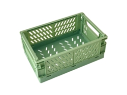 Mini Cesta Plegable De Plástico Para Organización Y Almacenamiento En La Cocina Y El Dormitorio - Verde