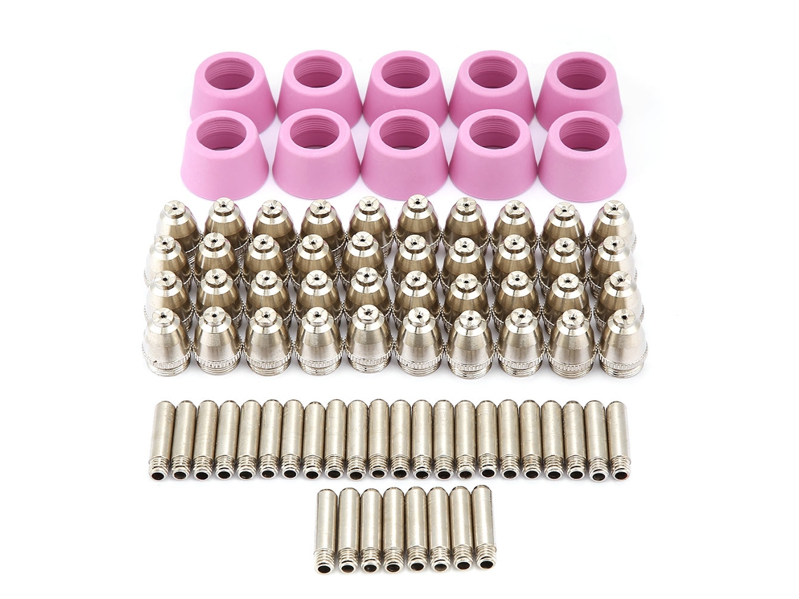 Kit De Consumibles Para Corte Por Plasma Soplete Ag60 Sg55 Con 80 Piezas: Electrodos, Boquillas Y Copas De Cerámica.