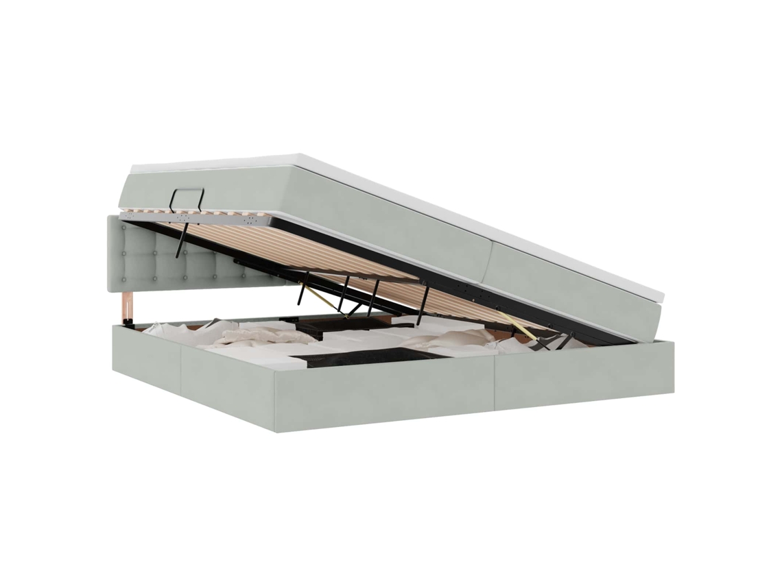 Maison Exclusive - Cama Con Almacenamiento Gris Claro 200 X 200 Cm Terciopelo