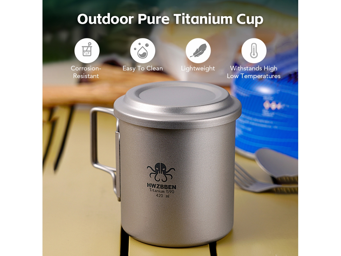 Copo De Chá De Titânio 420ml Camping Com Filtro