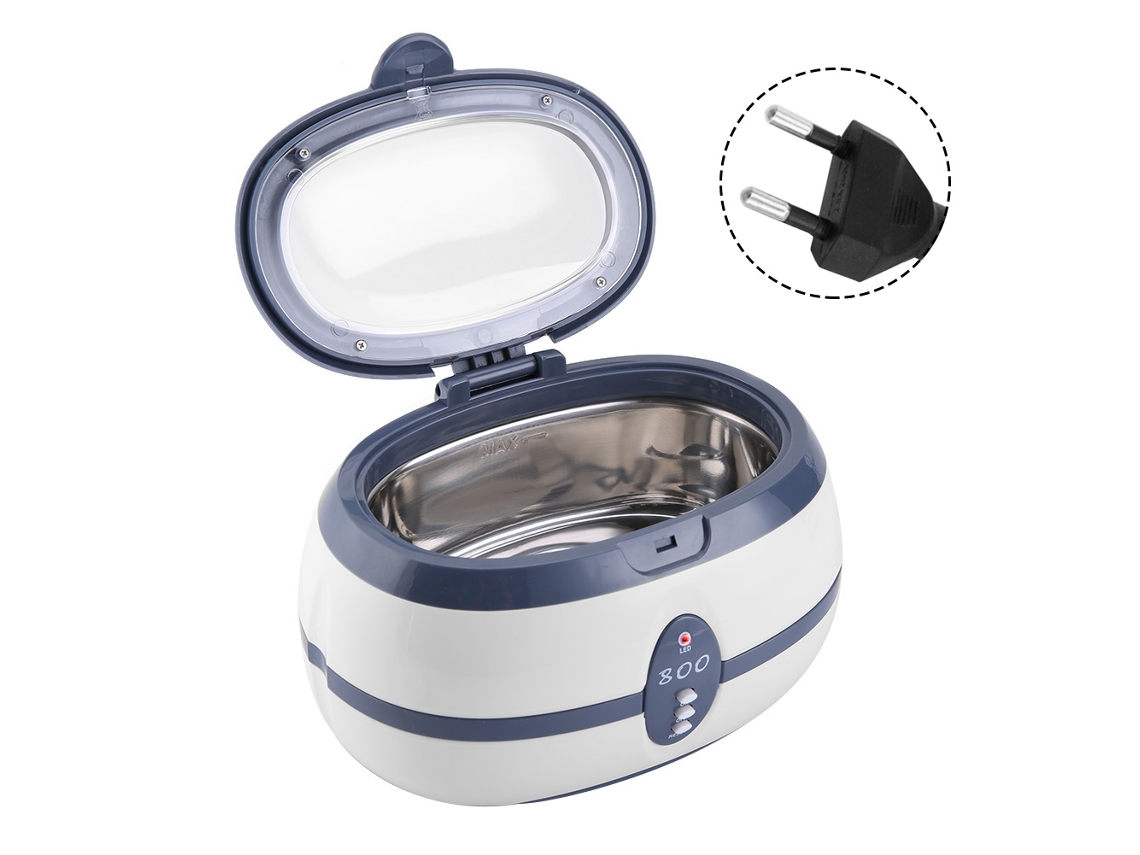 Limpiador Ultrasónico De Acero Inoxidable De 42000 Hz Para Joyas, Relojes Y Gafas, Con Tapa Transparente, 600 Ml.