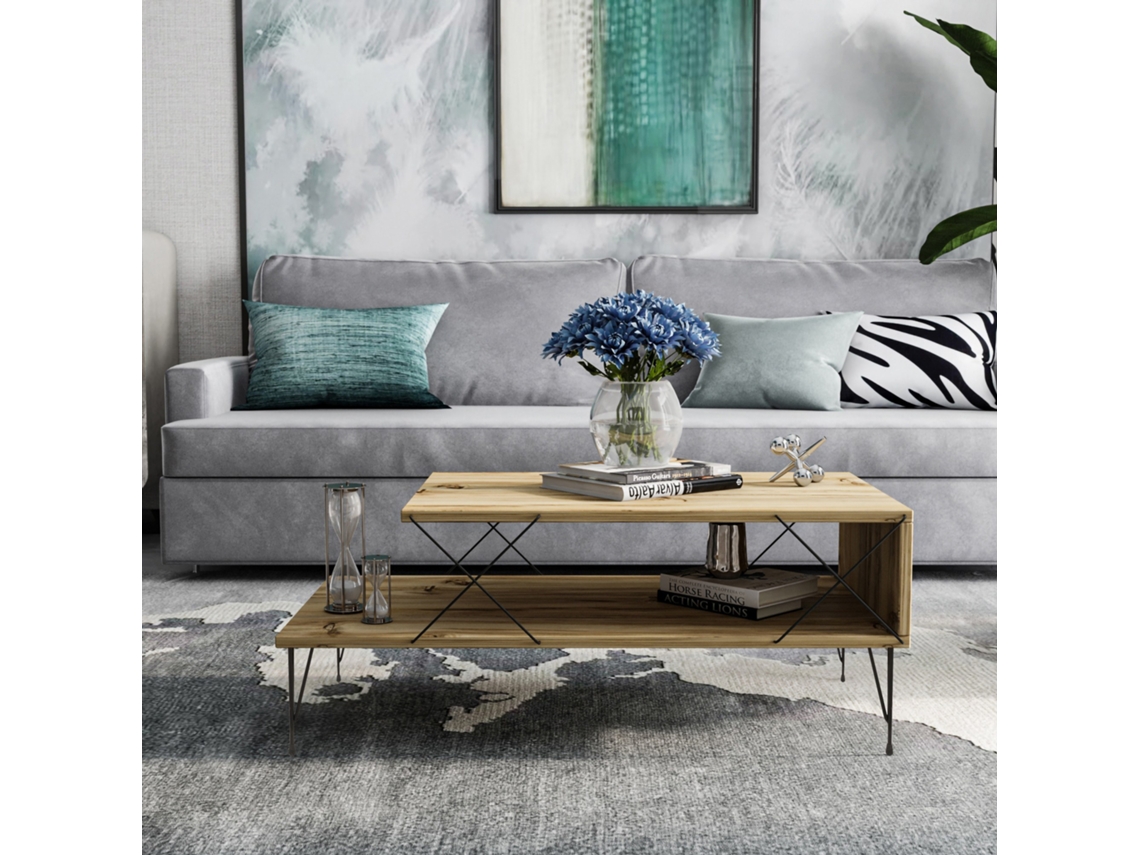 Mesa de centro Asker con estante metal aglomerado [EN.CASA]