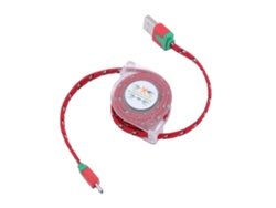 Cable De Datos Retráctil Trenzado De Nailon Usb (transferencia De Datos Y Carga) Rojo Sistema Android 90cm