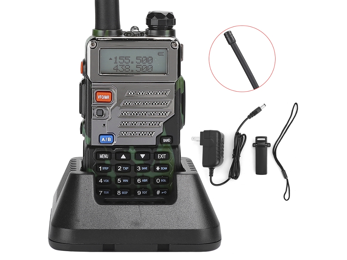 Radio Walkie-talkie Profesional Uv-5re De Camuflaje De Doble Banda Para Coche, 4 W, 1800 Mah.
