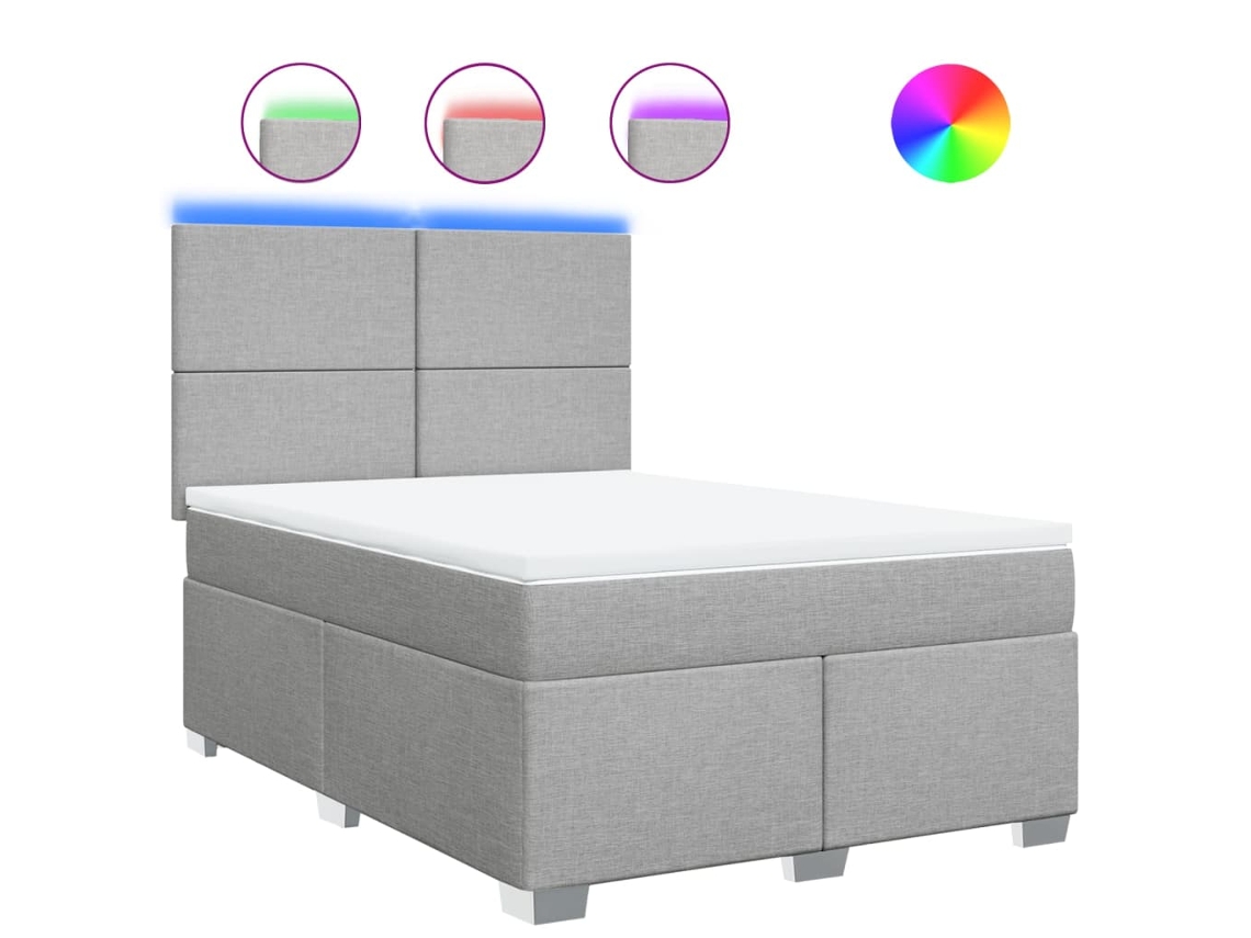 Maison Exclusive - Cama Box Spring Con Colchón Tela Gris Claro 160x200 Cm