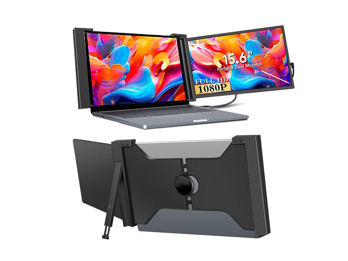 Monitor Portátil Plegable Fopo S3 De 15,6 Pulgadas | Con Panel Ips De 15,6 Pulgadas, Soporte De Pared Para Portátil Plug-and-play Con Base Expandible