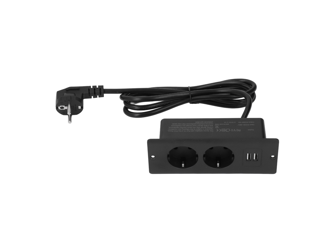2026-toma Corriente Empotrada 2 Usb 2 Puertos 10a Encastrada Mesa Con Cable 1.5m Hub De Energía Para Muebles