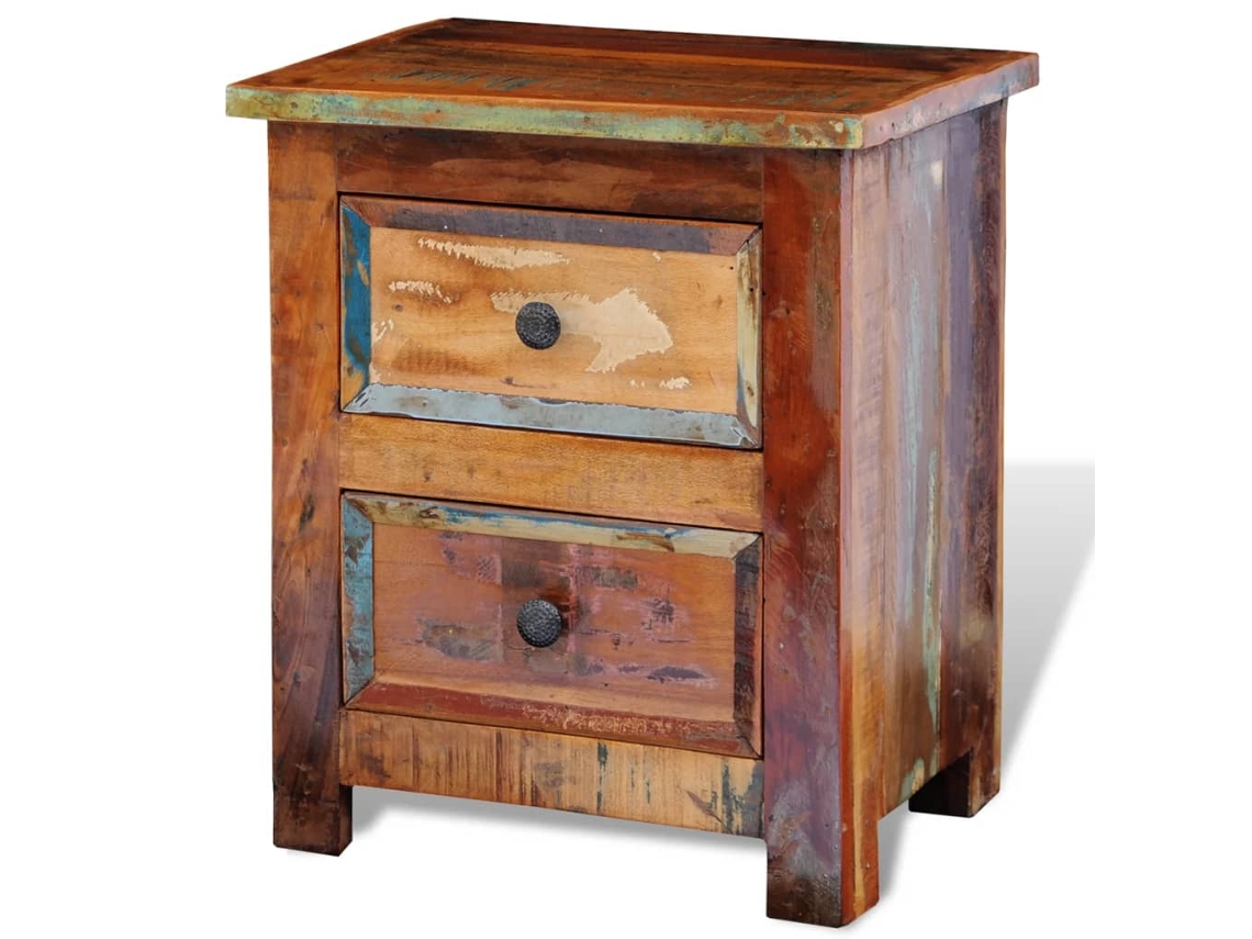 Maison Exclusive - Mesita De Noche Con 2 Cajones Madera Maciza Reciclada
