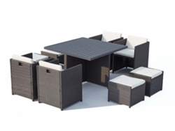 Conjunto de Cenar Exterior CONCEPT U Sunset (Gris y Blanco - Aluminio - 115x115x74 cm)