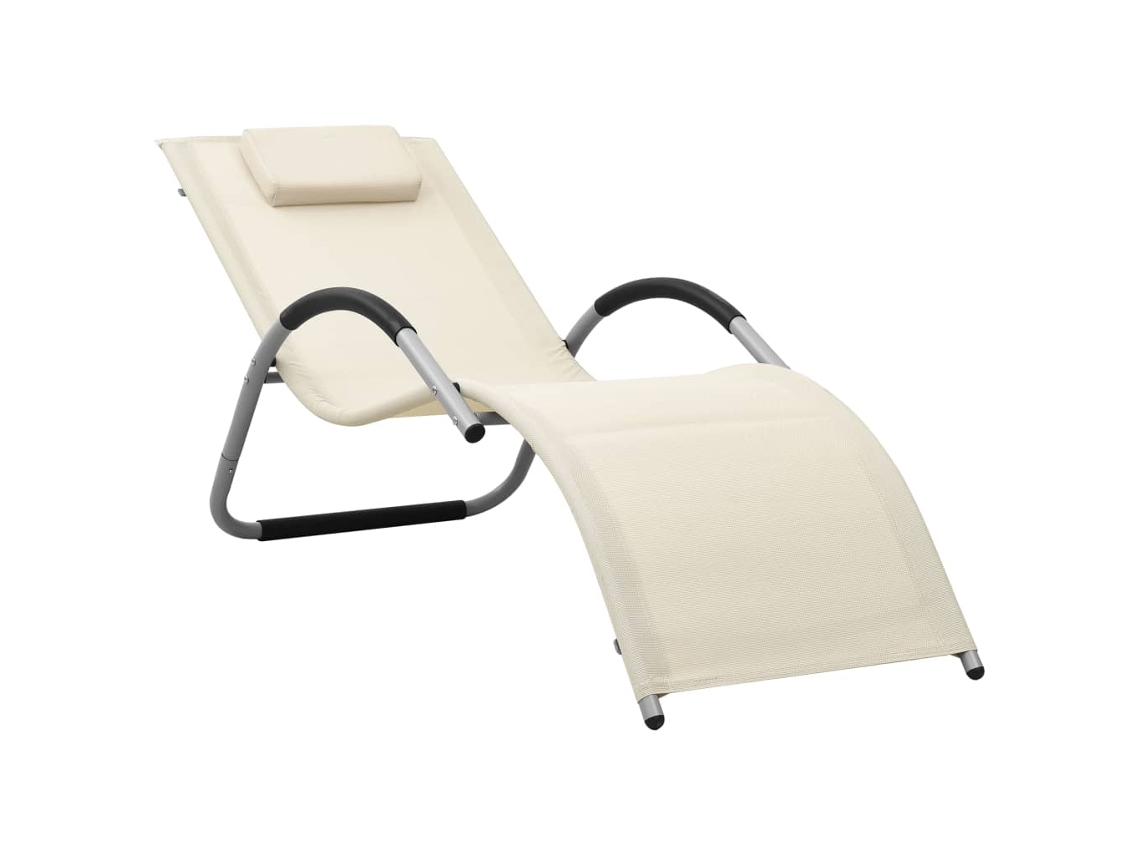 Tumbona Mueble para patio Asiento de jardín de textilene crema y gris