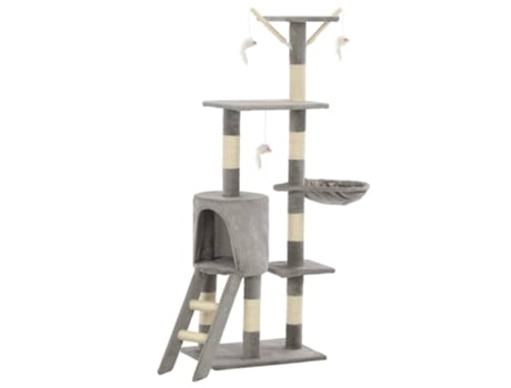 vidaXL Rascador para gatos con poste de sisal 138 cm gris