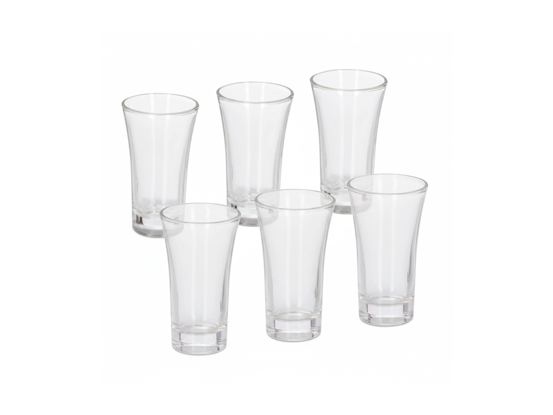 Relaxdays Vasos Chupito, Juego De 6, Shot Glass, Para Tequila O Licor, Redondos, Largos, Base Gruesa, 6cl, Transparentes