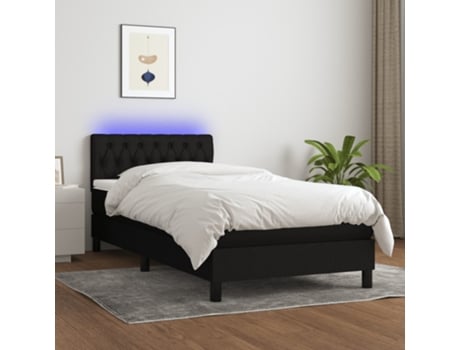 VIDAXL Colchón con somier/LED (Negro - Tela - 90 x 200 cm)