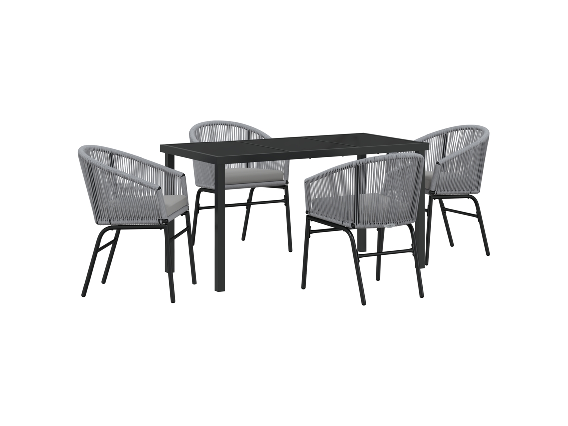 Conjunto de comedor de jardín vidaXL de 5 piezas de ratán gris
