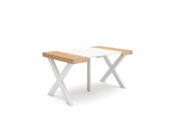 Mesa Consola extensible 140 Para 6 comensales Patas madera maciza Roble y blanco SKRAUT HOME