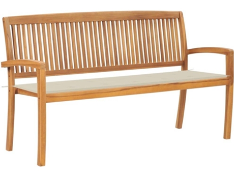 Banco de exterior VIDAXL Crema Teca (159x57.5x90 cm)