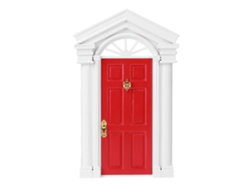 Puerta De Casa De Muñecas En Miniatura A Escala 1:12 En Madera De Abedul Con Accesorios De Apertura De Hadas.