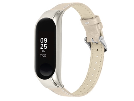 Correa de piel auténtica ajustable para Xiaomi Mi Band 7 - albaricoque