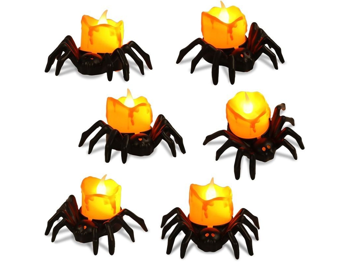 Decoraciones De Arañas Para Halloween, 8 Piezas Con Velas A Pilas Para Fiestas De Halloween.