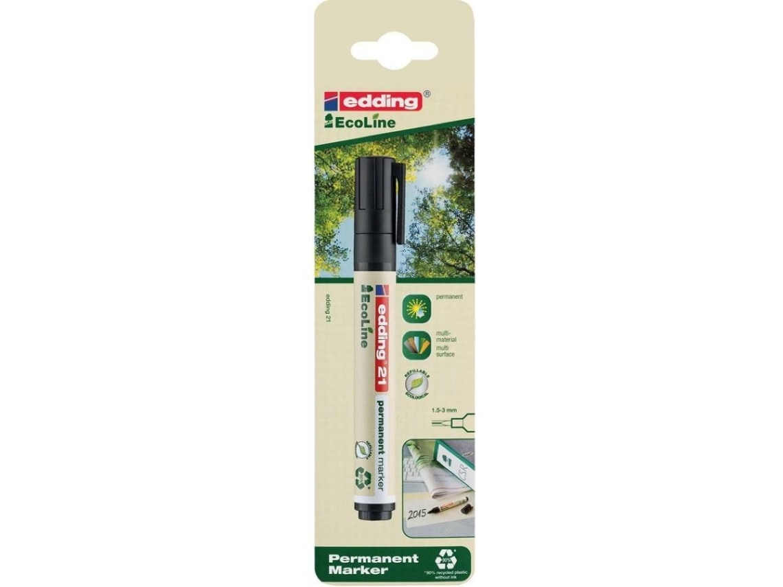 Marcador EDDING Permanente Ecoline 21 Punta Redonda Negro (Punta de 1,5 mm - 3 mm)