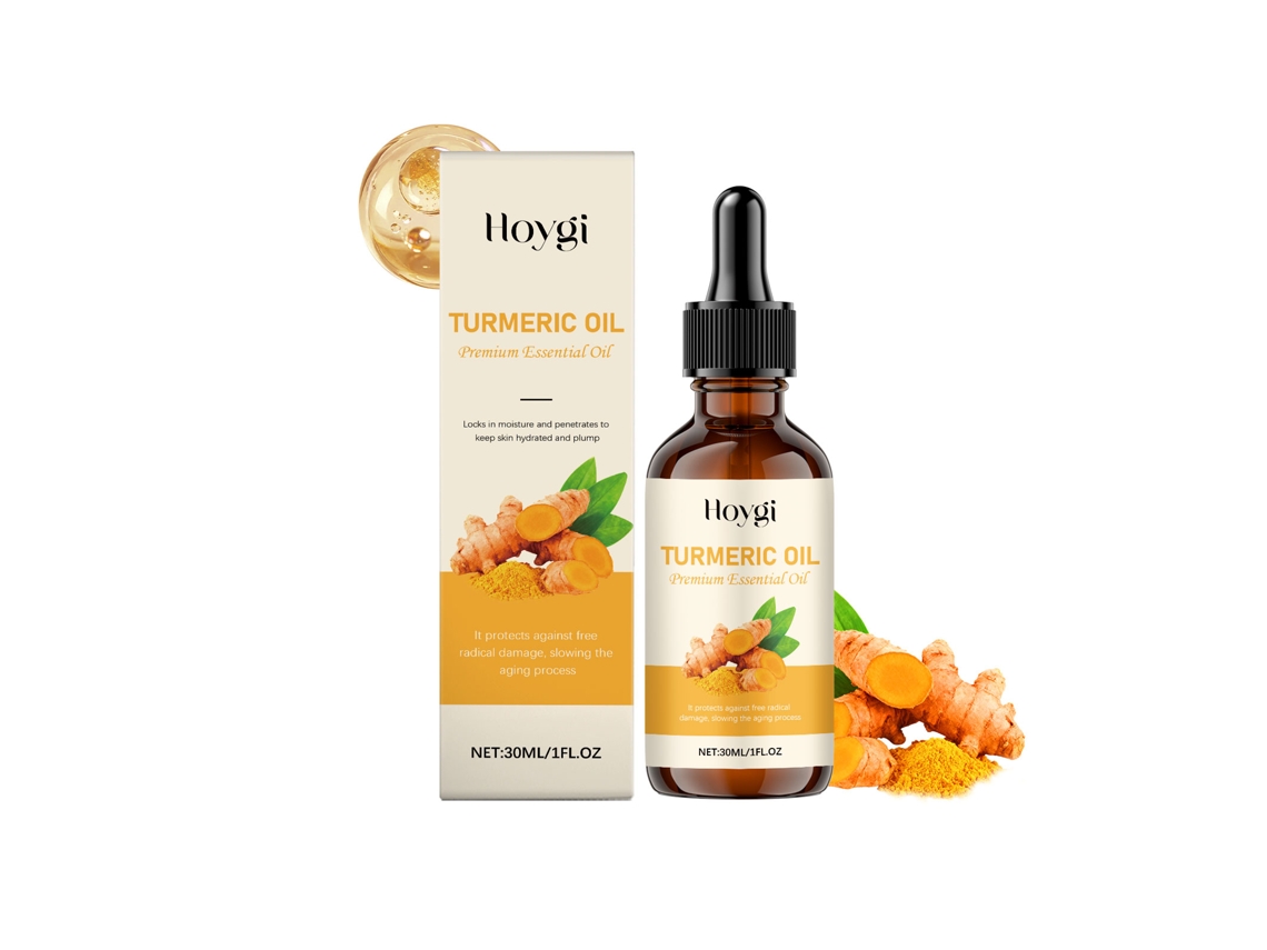 Aceite esencial de cúrcuma para hidratar la piel y el cabello.