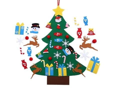 Conjunto de árbol de Navidad de fieltro DIY para niños, adornos desmontables para colgar en la pared, 26 Uds., regalos de Navidad para niños