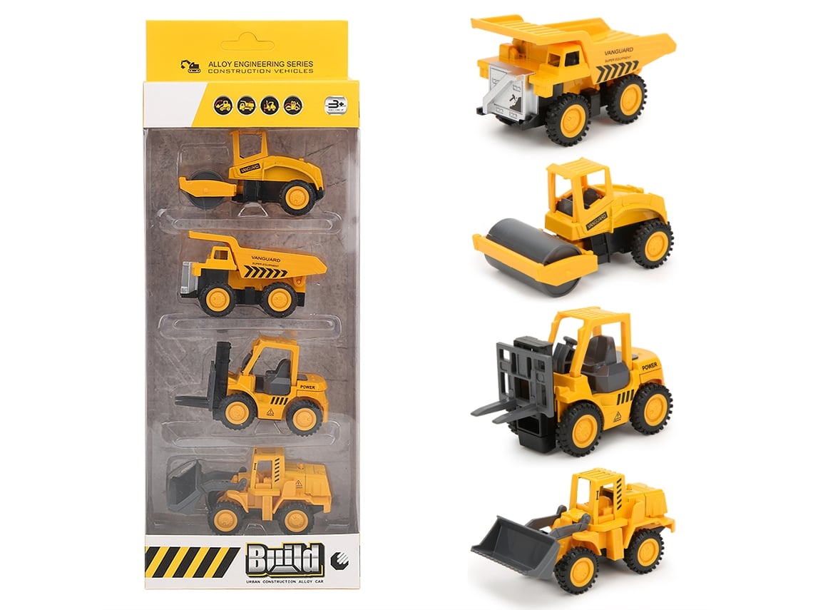 4 Coches De Juguete De Aleación A Escala 1/60, Coche De Ingeniero Con Función De Retroceso Para Niños.