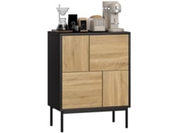 Aparador moderno para salón, 4 puertas, 4 cajones, almacenamiento, negro.