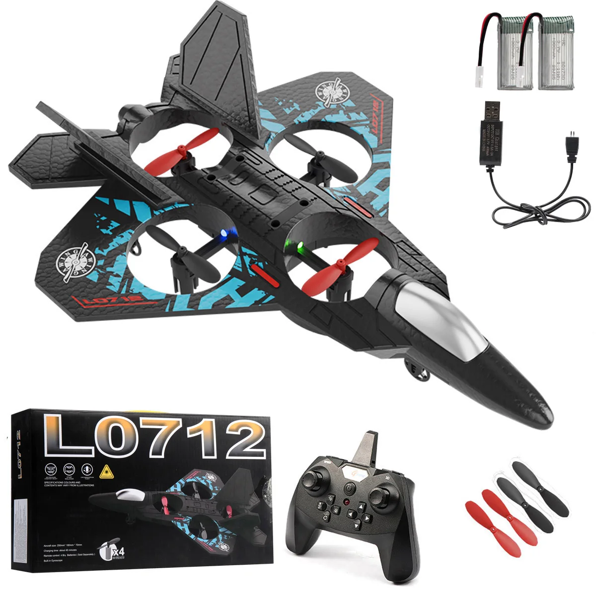 Planeador De Control Remoto Acrobático De Espuma De 2,4 G (azul) Con Luces Led