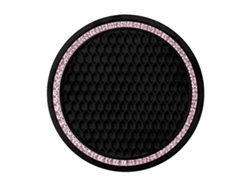 HYMNORA Posavasos universales para coche - PVC antideslizante con strass, 7 cm, rosa (con diamantes)