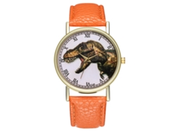 Reloj De Cuarzo Elegante Con Patrón De Dinosaurio Unisex Casual (naranja)