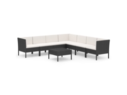 Conjunto 8 de muebles de jardín VIDAXL y cojines ratán sintético negro
