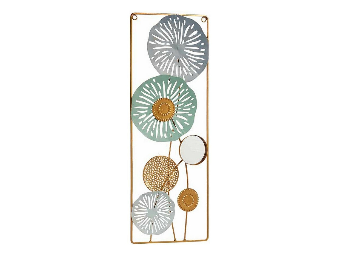 Decoración Colgante Flores Mural Cristal Metal (21,8 x 60 x 2,5 cm)