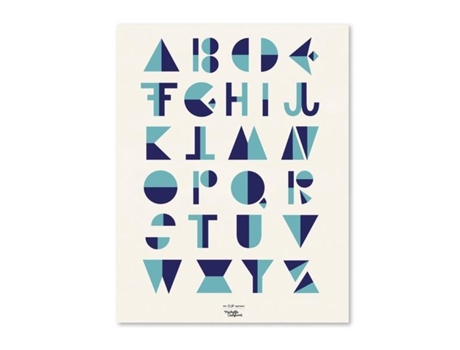 Cartel alfabeto de estilo cubista - Azul